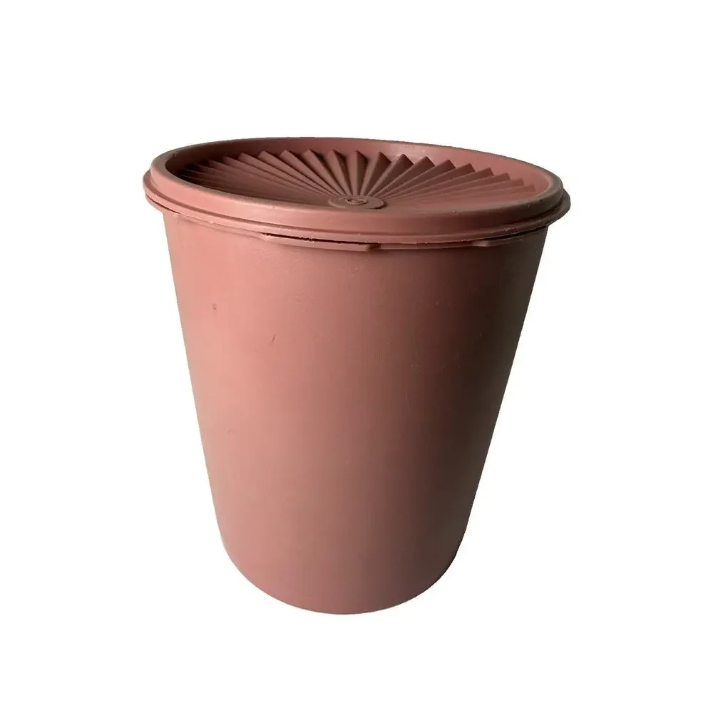 Vintage Tupperware Decorator Canister Set 3 Pink Mauve 805 807 811 w/Lids